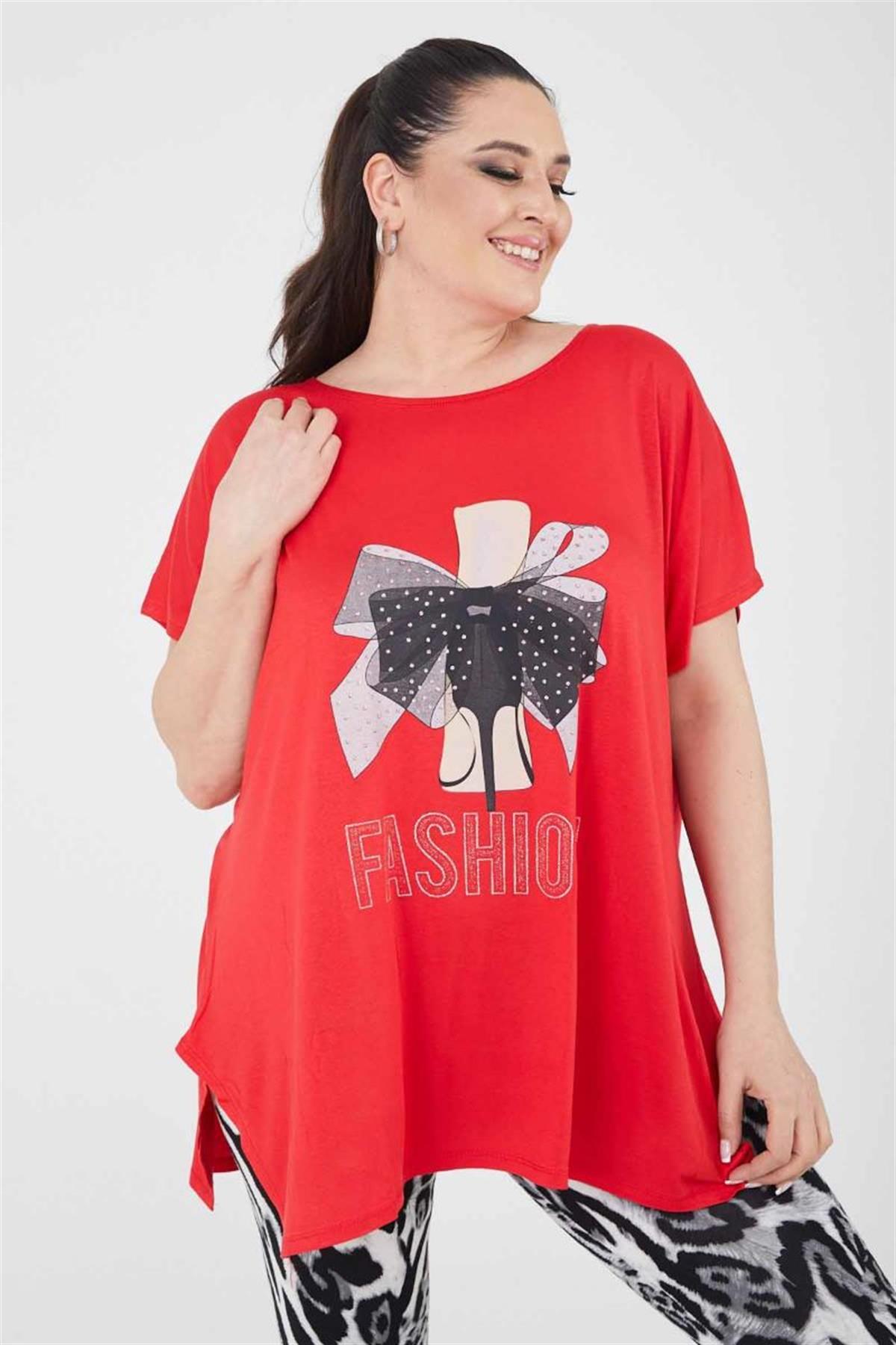 Tshirt Büyük Beden Salaş Genç Stil T-Shirt Kırmızı