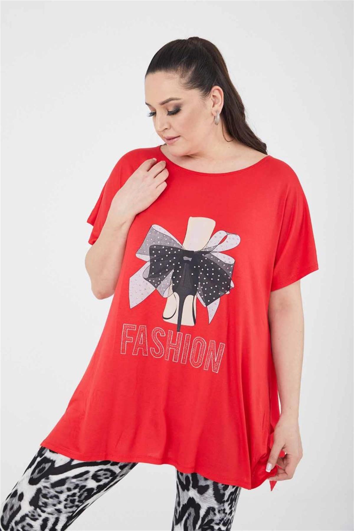 Tshirt Büyük Beden Salaş Genç Stil T-Shirt Kırmızı