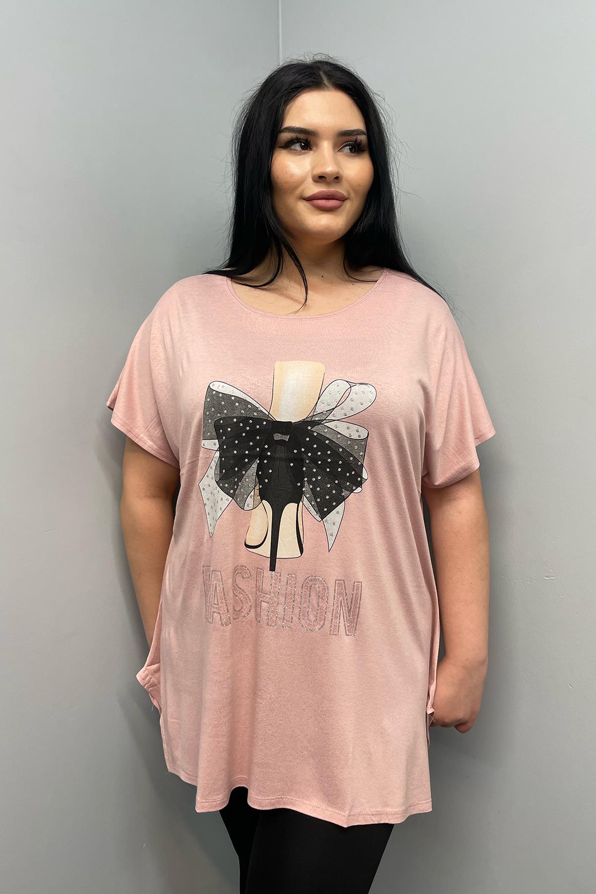 Tshirt Büyük Beden Salaş Genç Stil T-Shirt Pudra