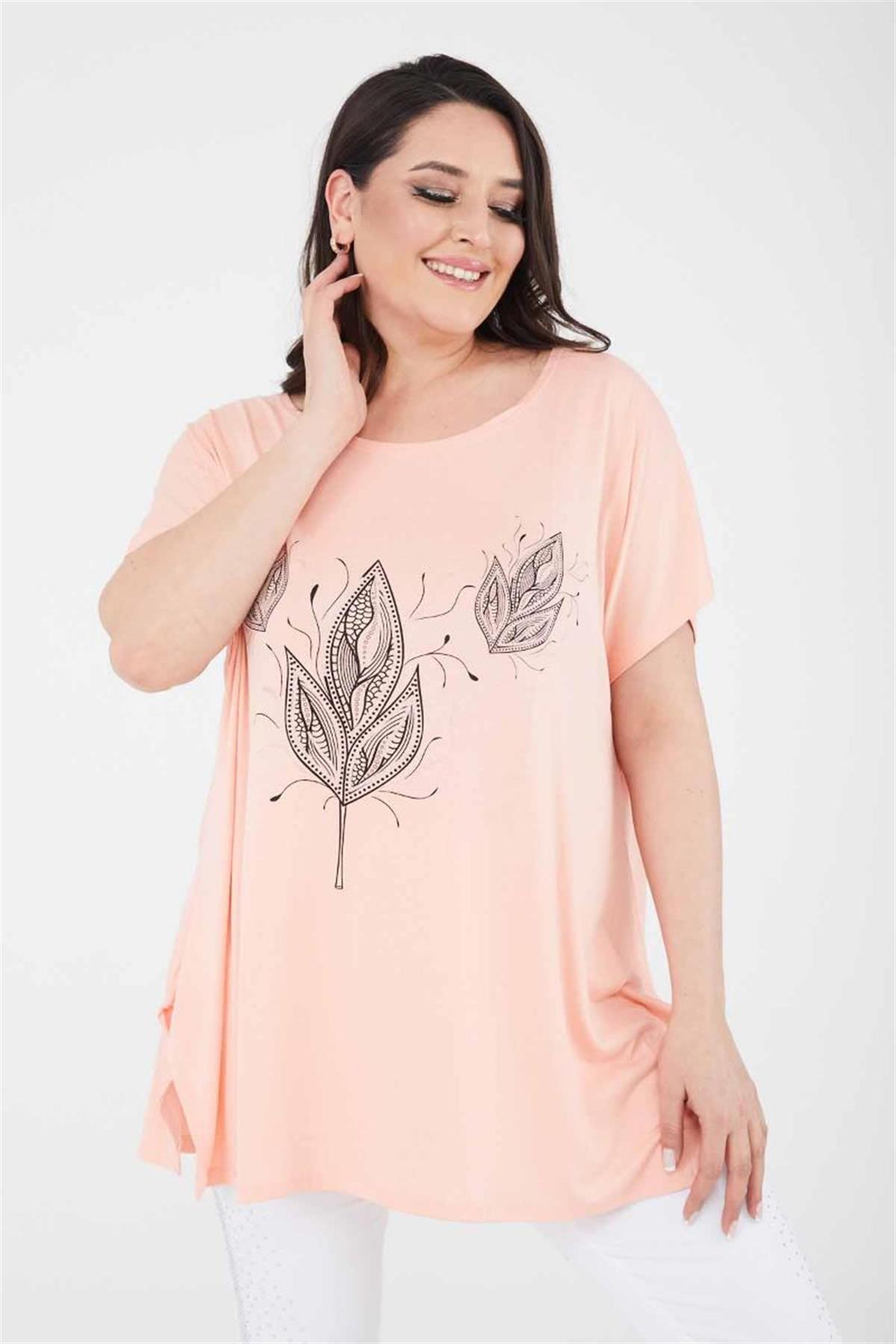Tshirt Büyük Beden Salaş Kısa Kollu T-Shirt Yavruağzı