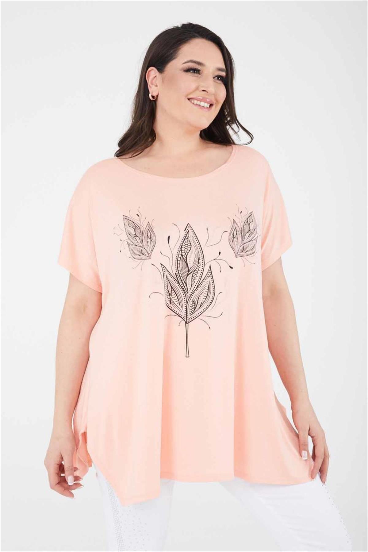 Tshirt Büyük Beden Salaş Kısa Kollu T-Shirt Yavruağzı