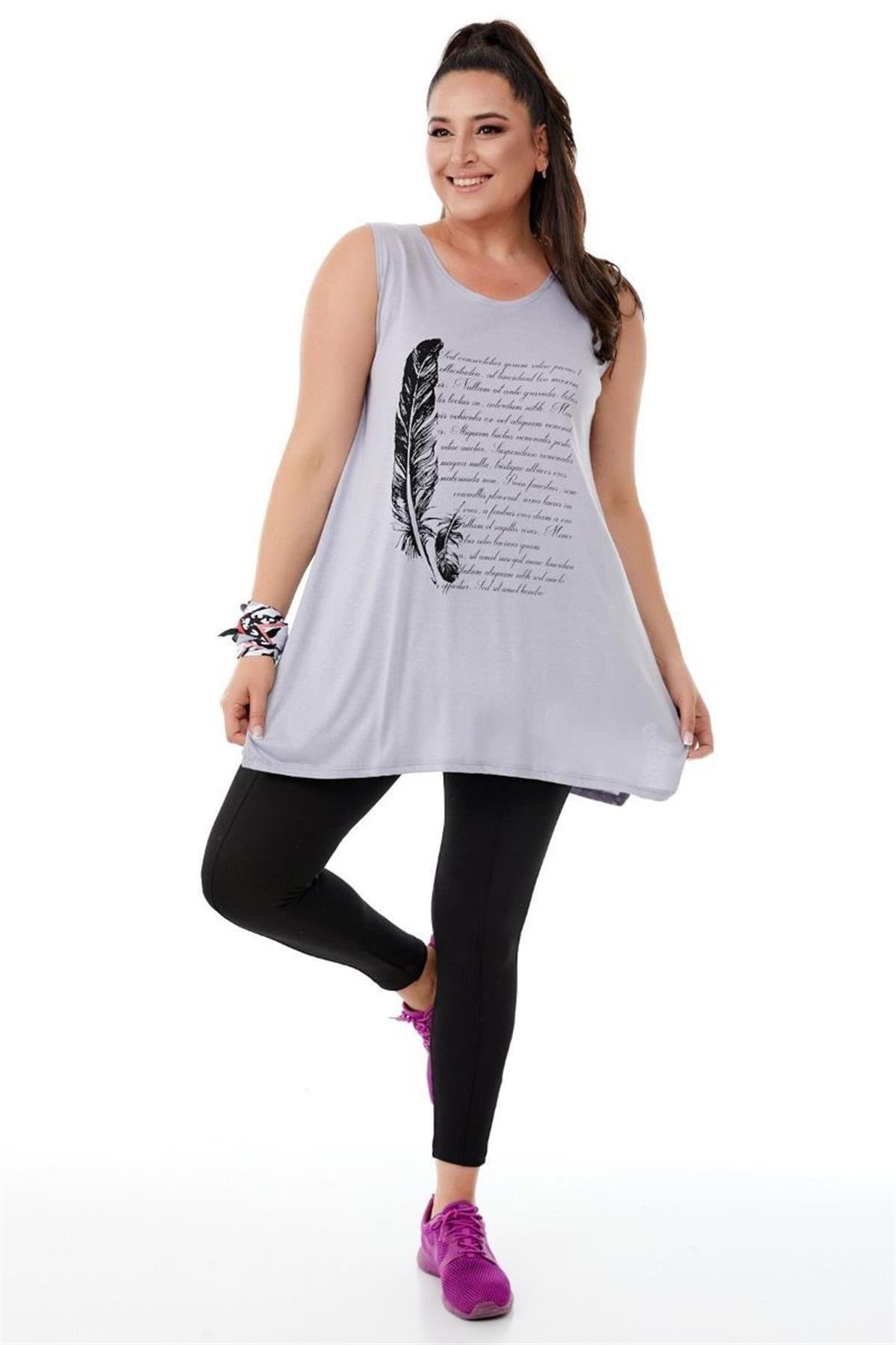 Tshirt Büyük Beden Salaş Spor Kolsuz T-Shirt Gri