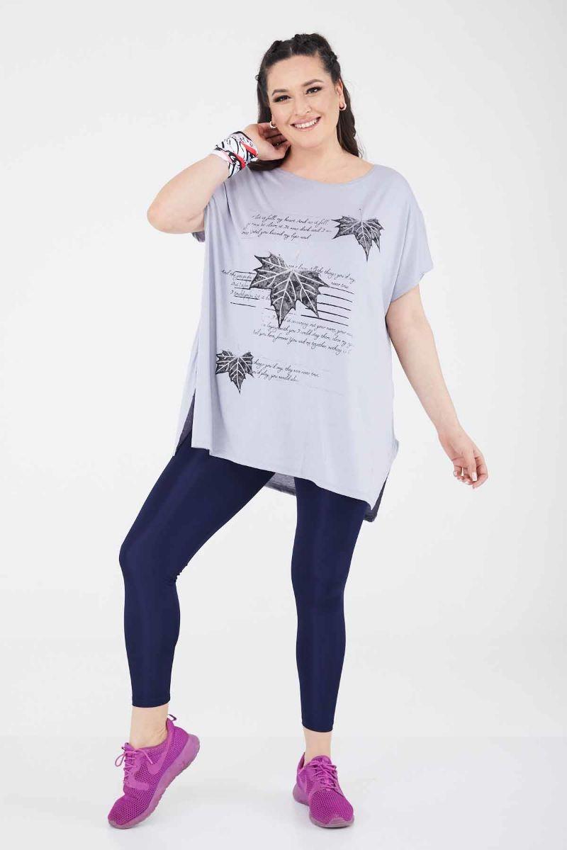 Tshirt Büyük Beden Salaş Spor T-Shirt Gri