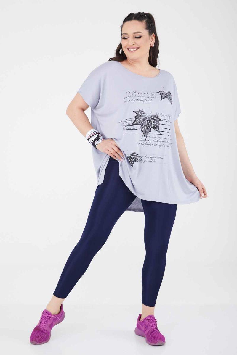 Tshirt Büyük Beden Salaş Spor T-Shirt Gri