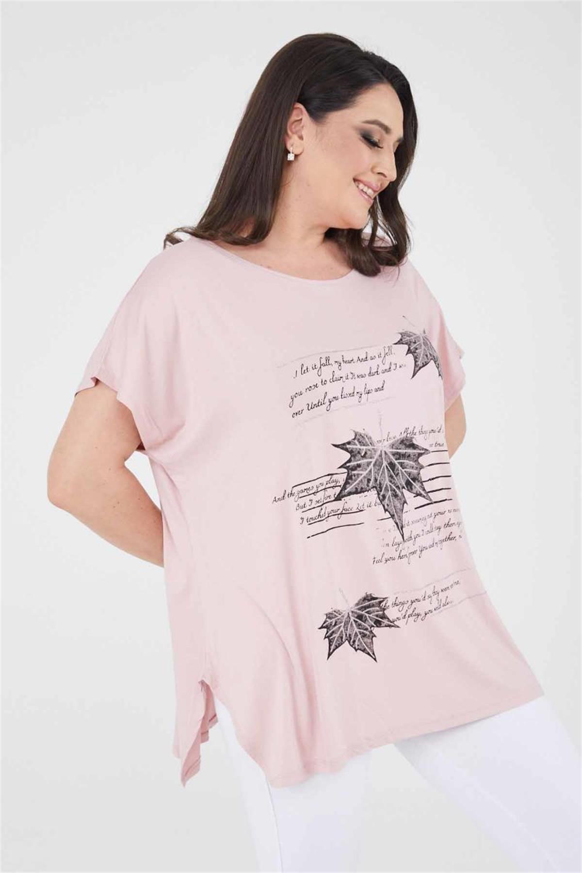 Tshirt Büyük Beden Salaş Spor T-Shirt Pudra