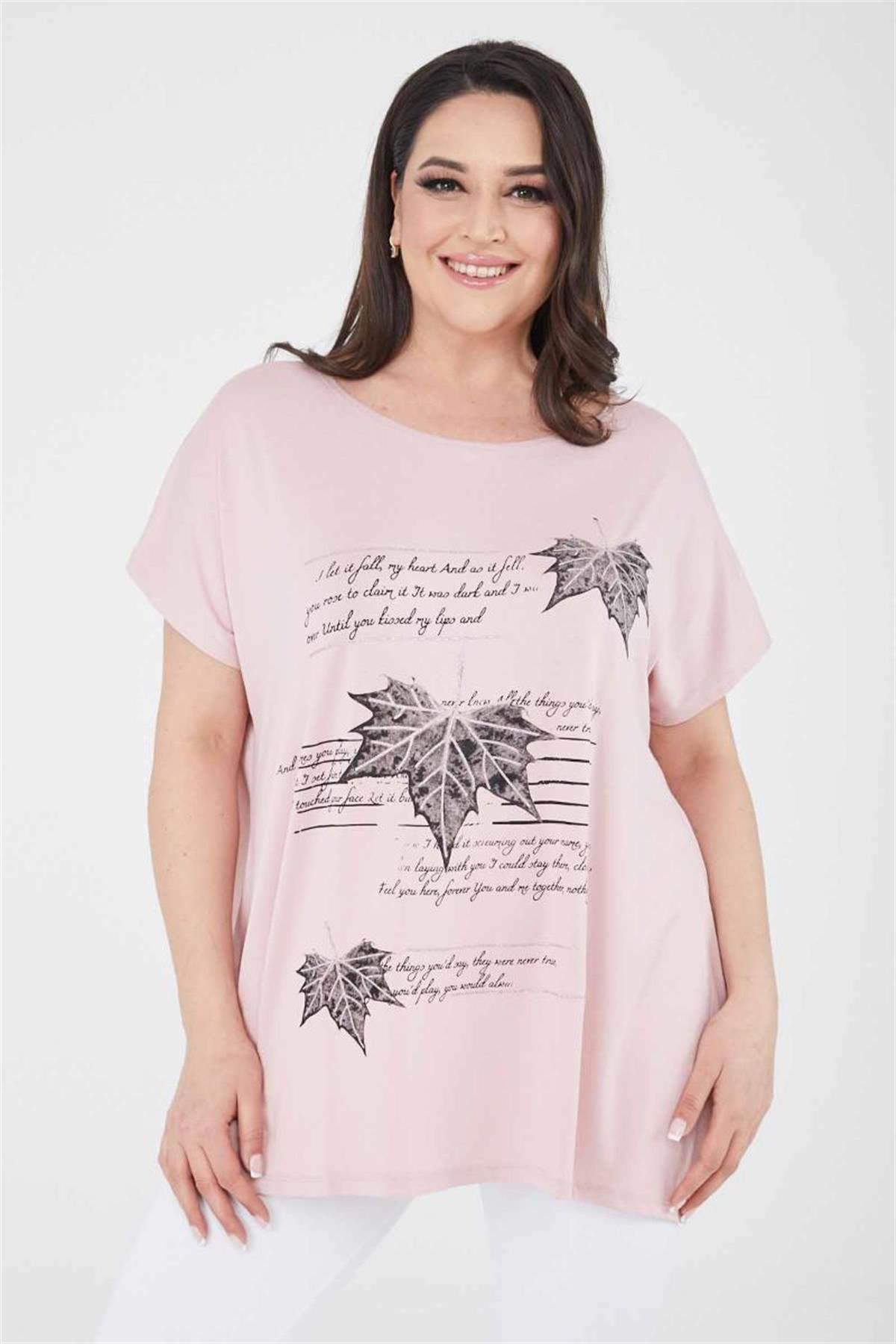 Tshirt Büyük Beden Salaş Spor T-Shirt Pudra