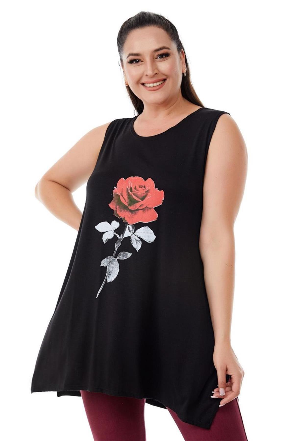 Tshirt Büyük Beden Salaş Yazlık Kolsuz T-Shirt Siyah