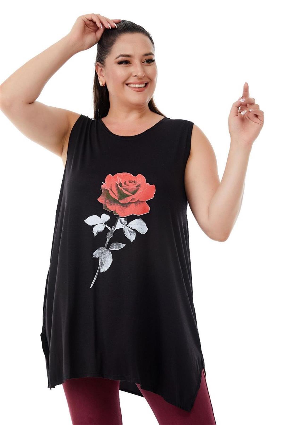 Tshirt Büyük Beden Salaş Yazlık Kolsuz T-Shirt Siyah