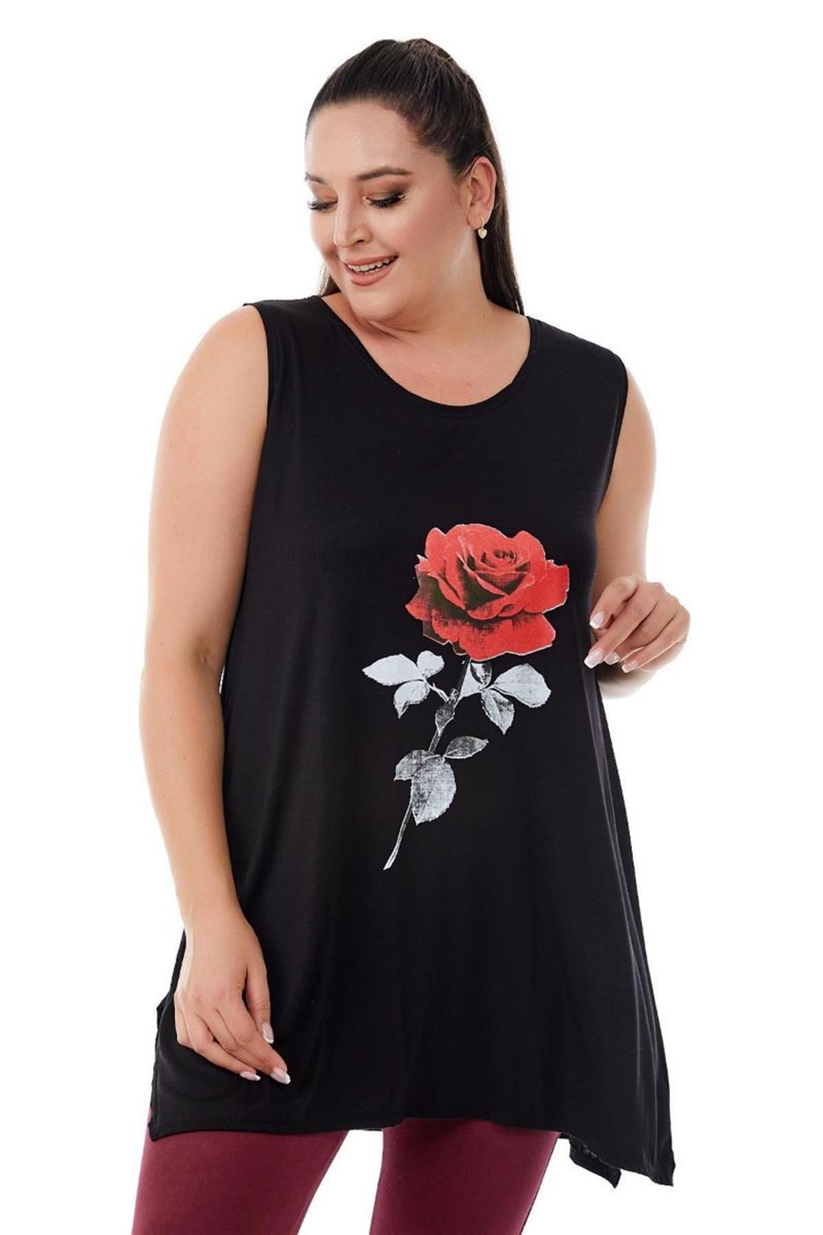 Tshirt Büyük Beden Salaş Yazlık Kolsuz T-Shirt Siyah