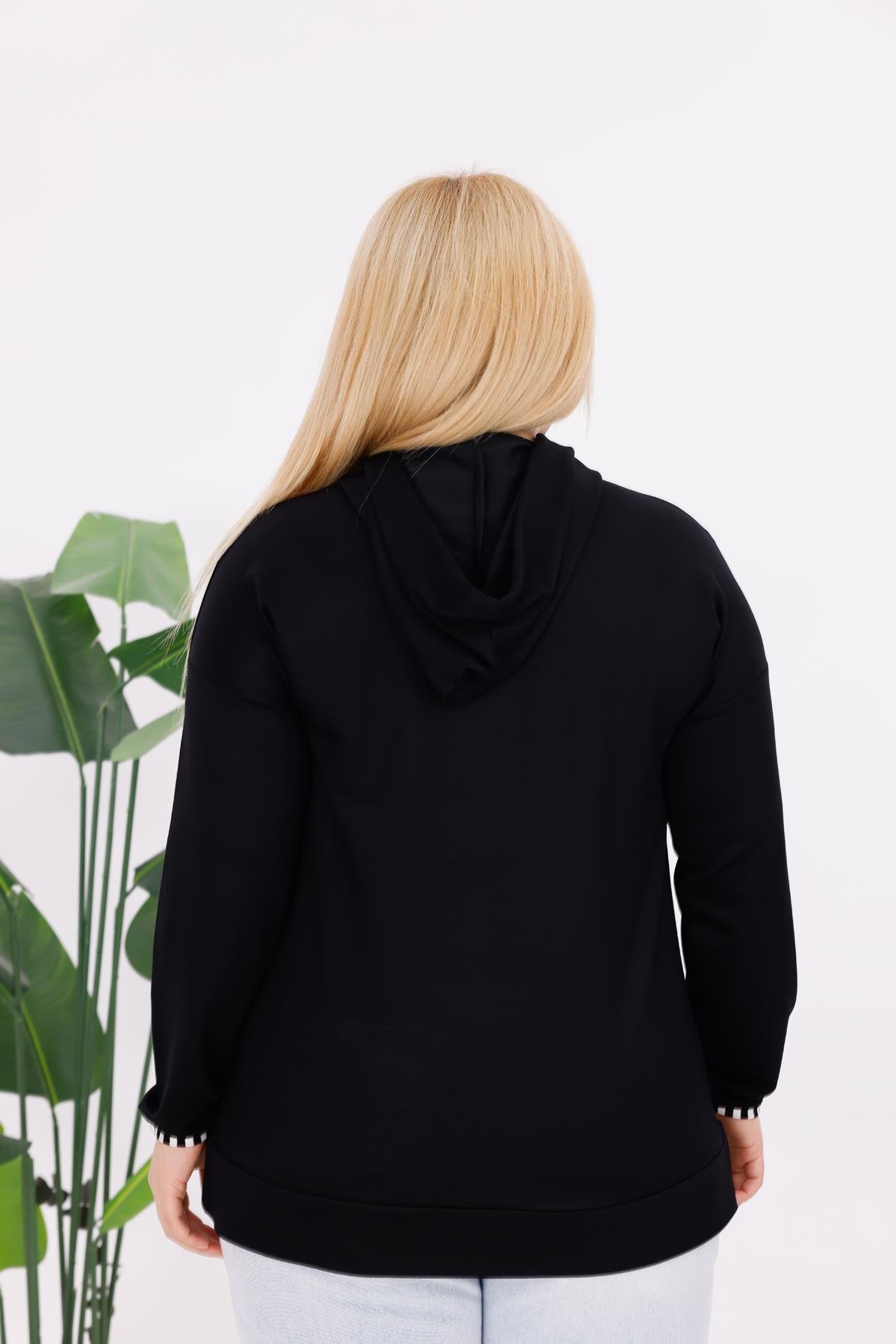 Sweatshirt Büyük Beden Şerit Detaylı Sweatshirt