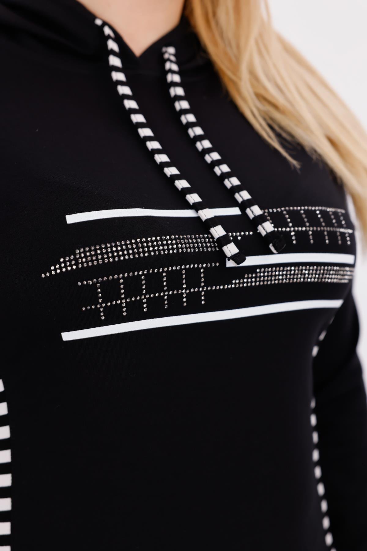 Sweatshirt Büyük Beden Şerit Detaylı Sweatshirt