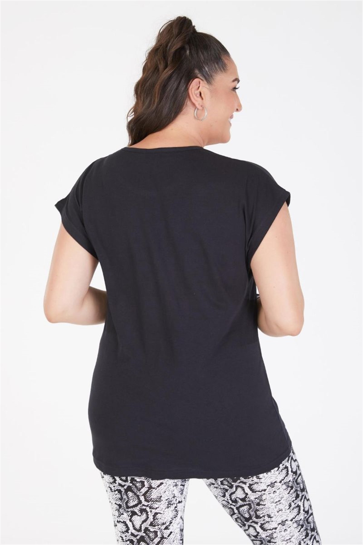 Tshirt Büyük Beden Tarz Yarasa Kol T-Shirt Siyah