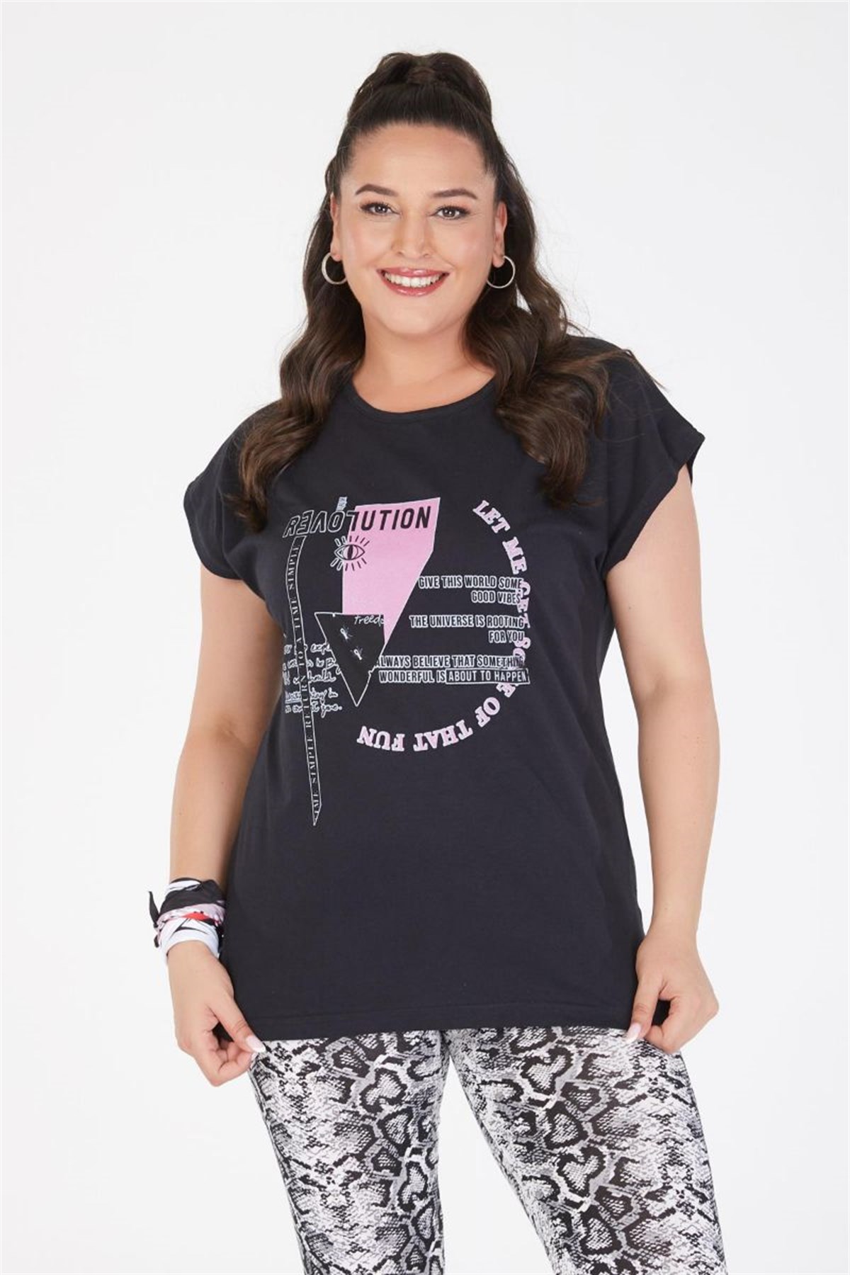 Tshirt Büyük Beden Tarz Yarasa Kol T-Shirt Siyah