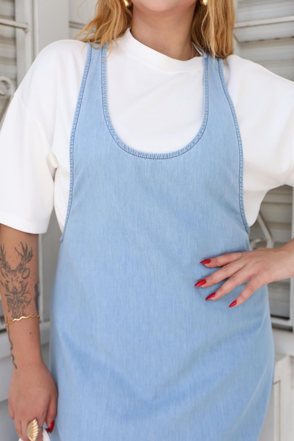 Elbise Büyük Beden Tshirt ve Tencel Jean İkili Elbise