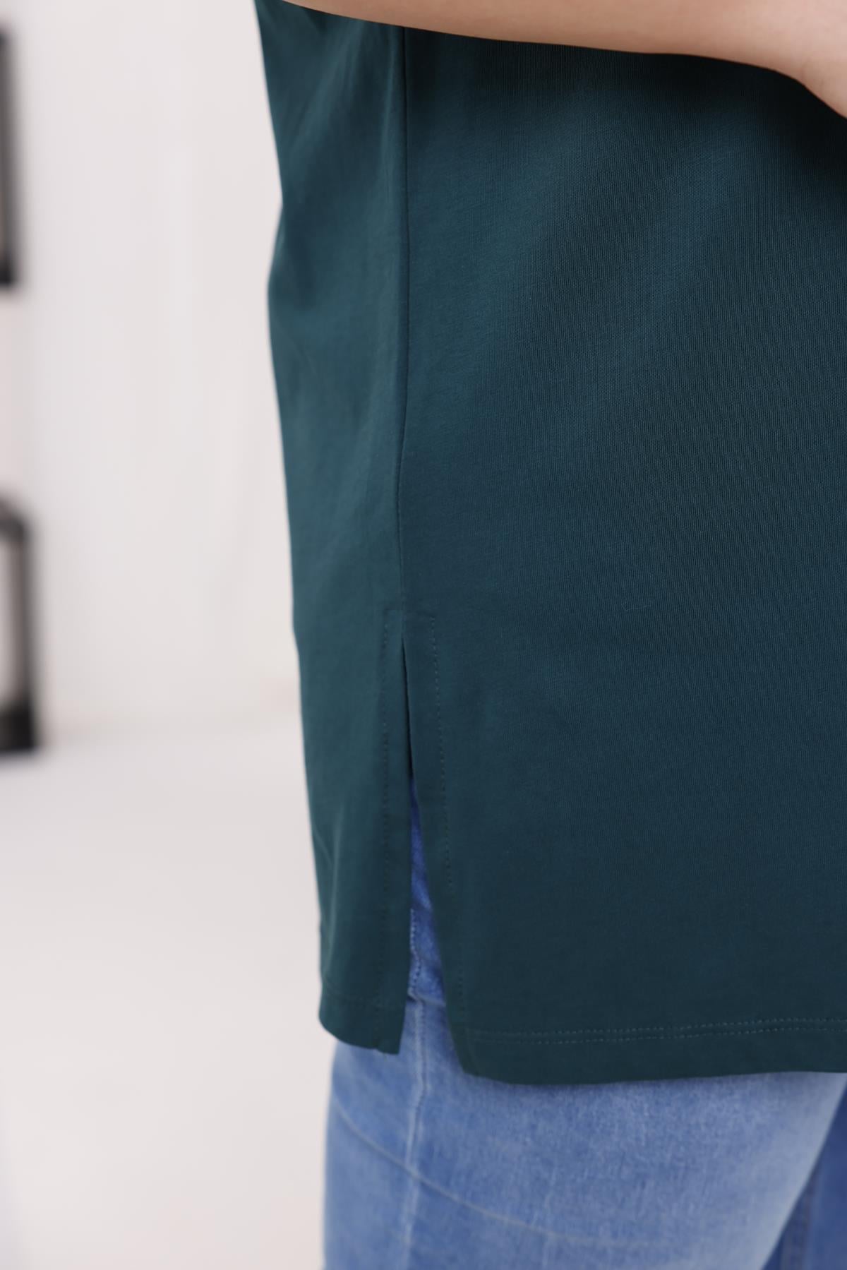 Tshirt Büyük Beden V Yaka Oversize Yırtmaçlı Tshirt
