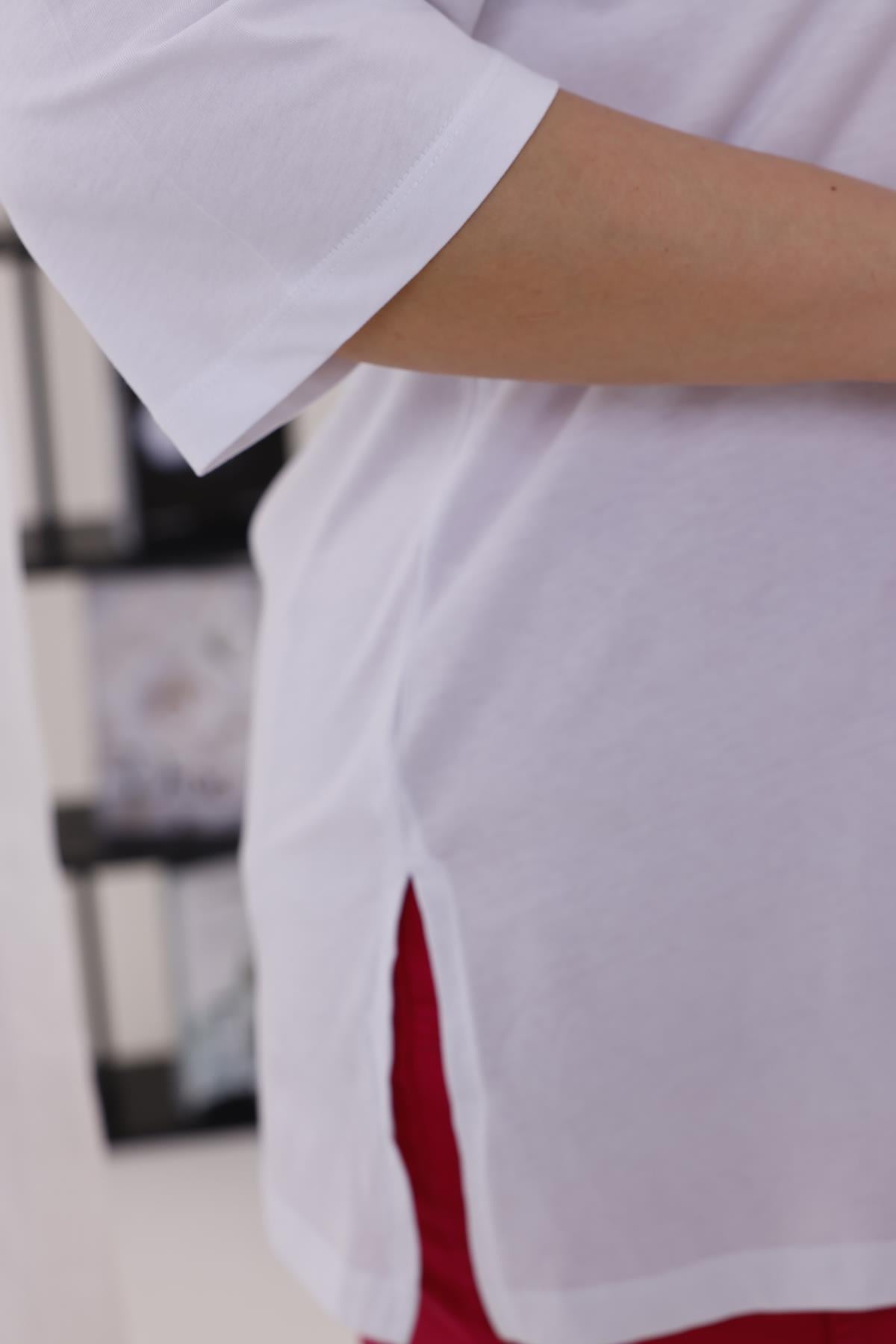 Tshirt Büyük Beden V Yaka Oversize Yırtmaçlı Tshirt