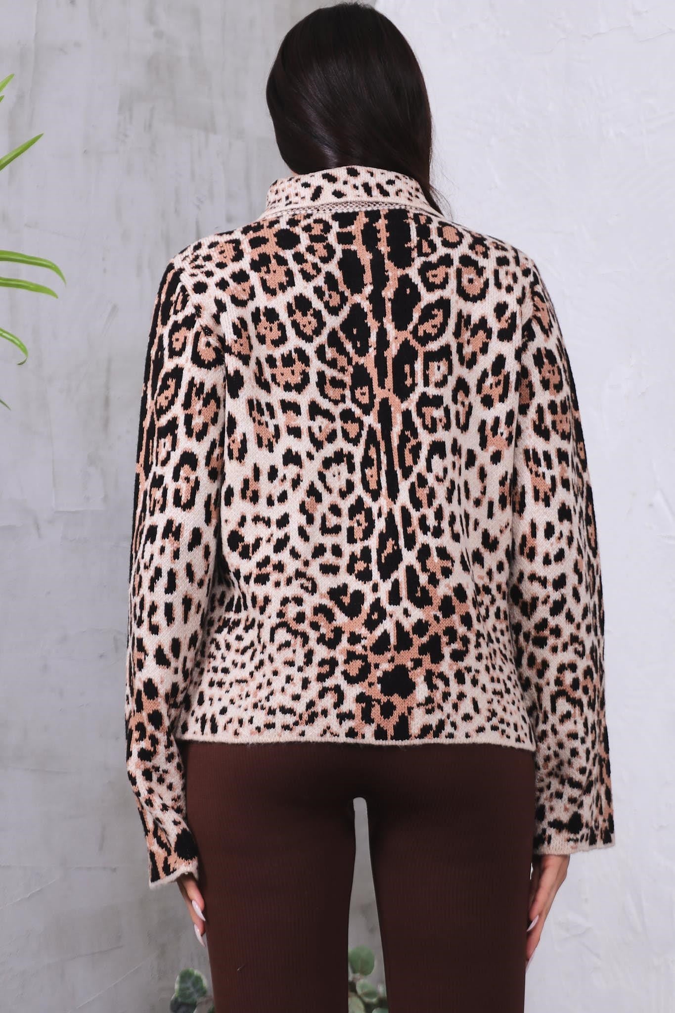 Hırka Cepli Leopar Hırka
