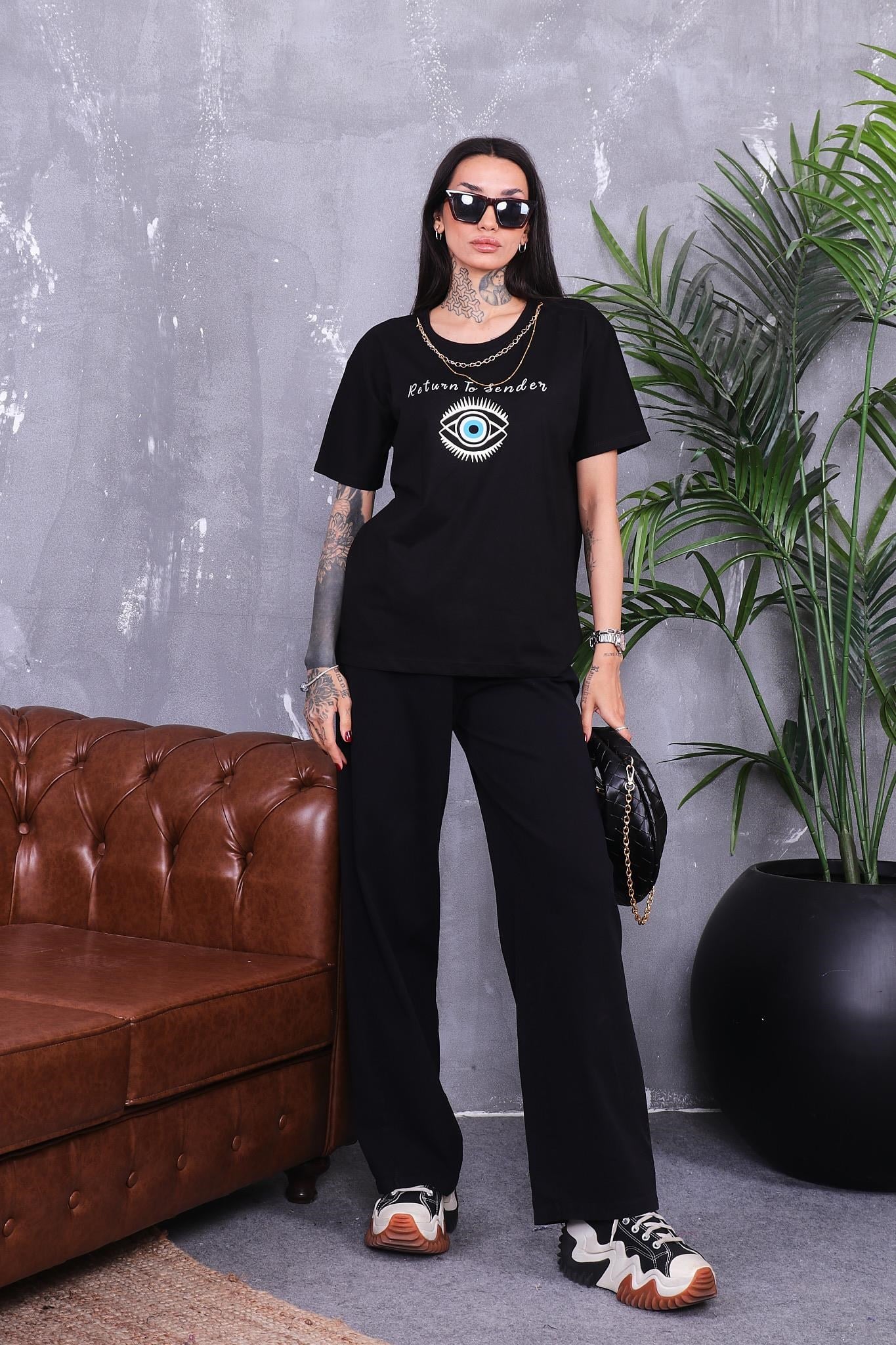 Tshirt Çıkarılabilen Kolye Detaylı Pamuklu Tshirt