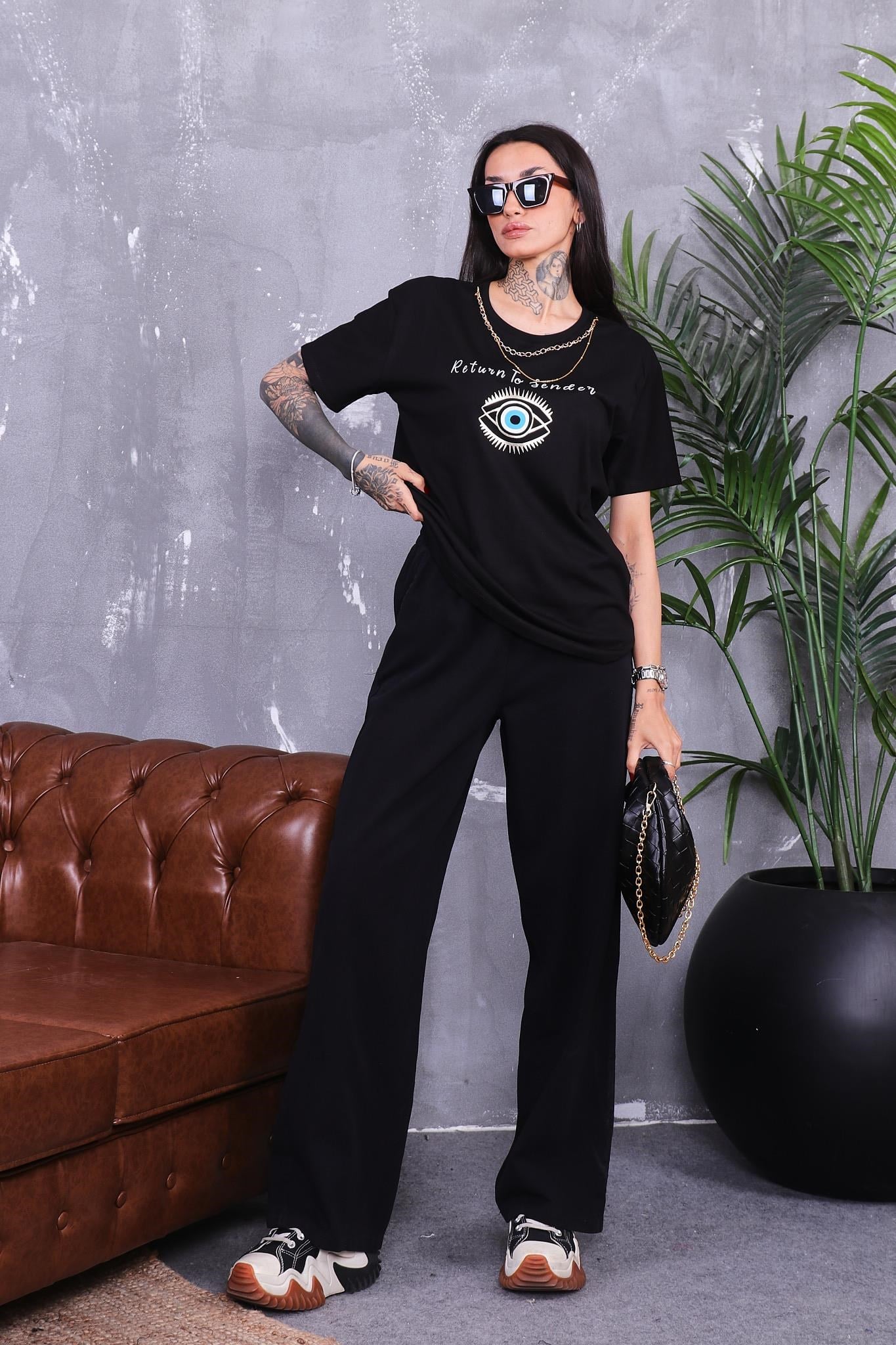 Tshirt Çıkarılabilen Kolye Detaylı Pamuklu Tshirt