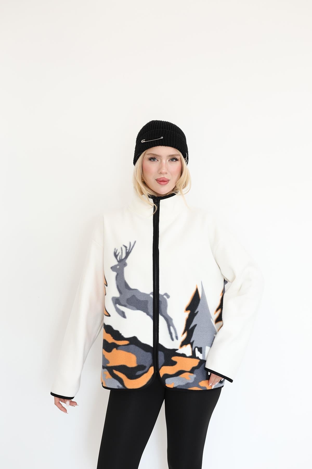 Hırka Desenli Polar Ceket