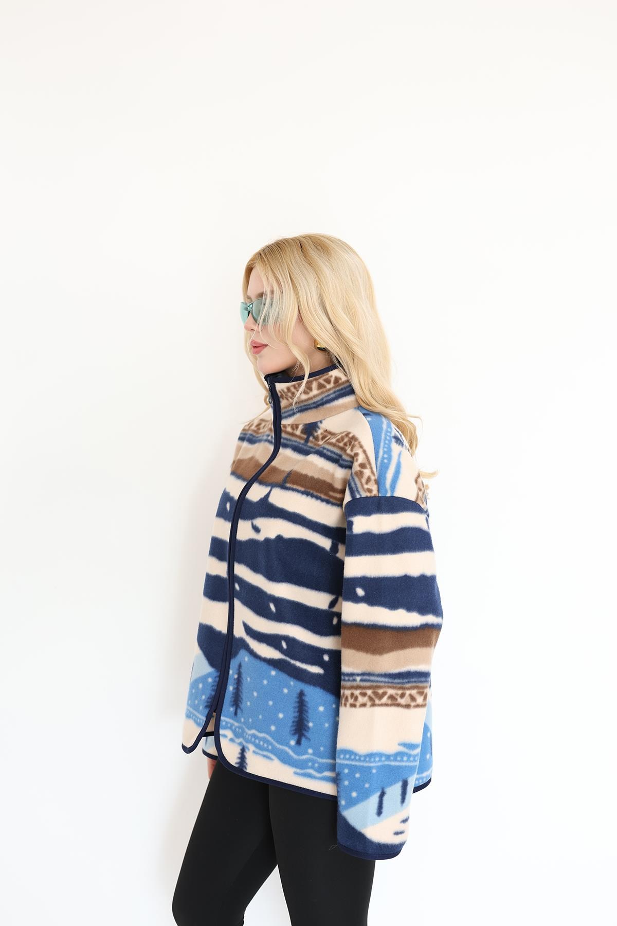 Hırka Desenli Polar Ceket