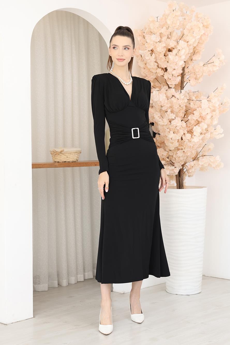 Elbise Drape Detaylı Maxi Elbise