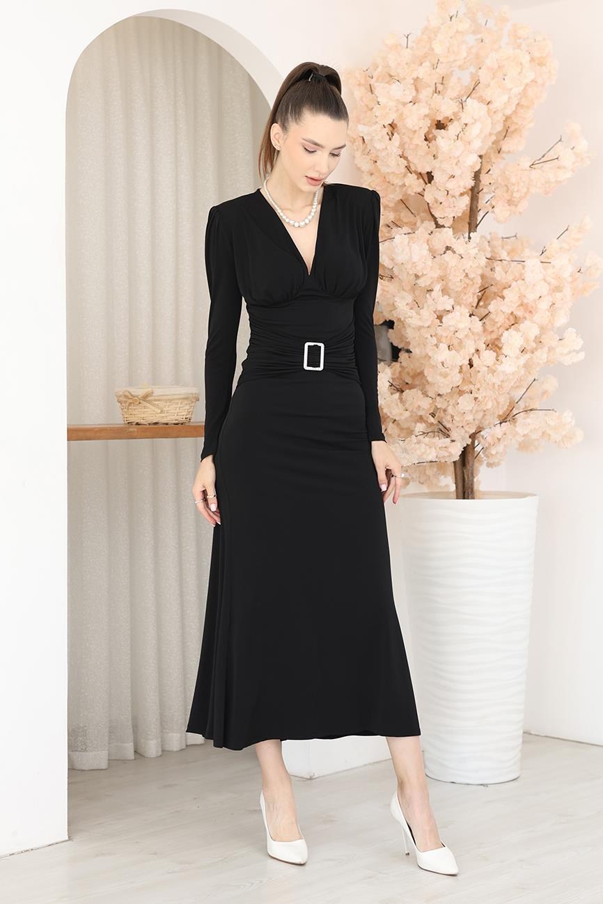 Elbise Drape Detaylı Maxi Elbise