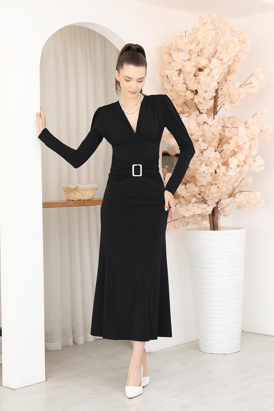 Elbise Drape Detaylı Maxi Elbise