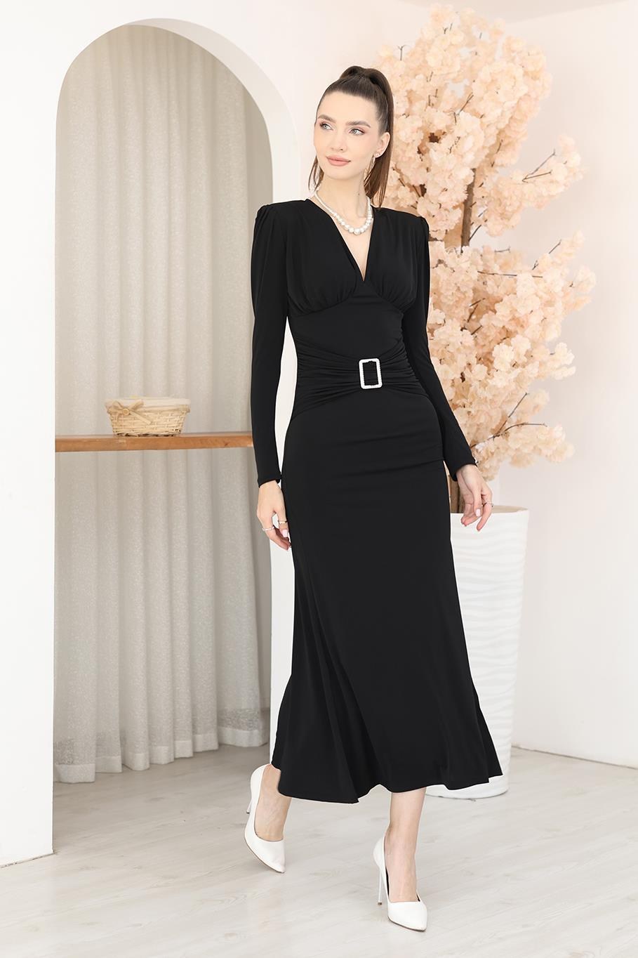 Elbise Drape Detaylı Maxi Elbise
