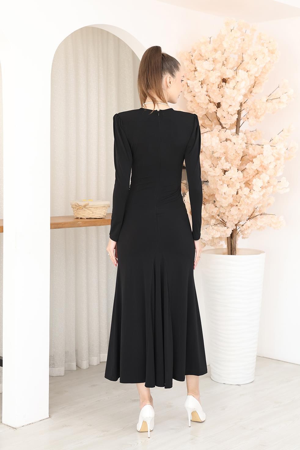 Elbise Drape Detaylı Maxi Elbise