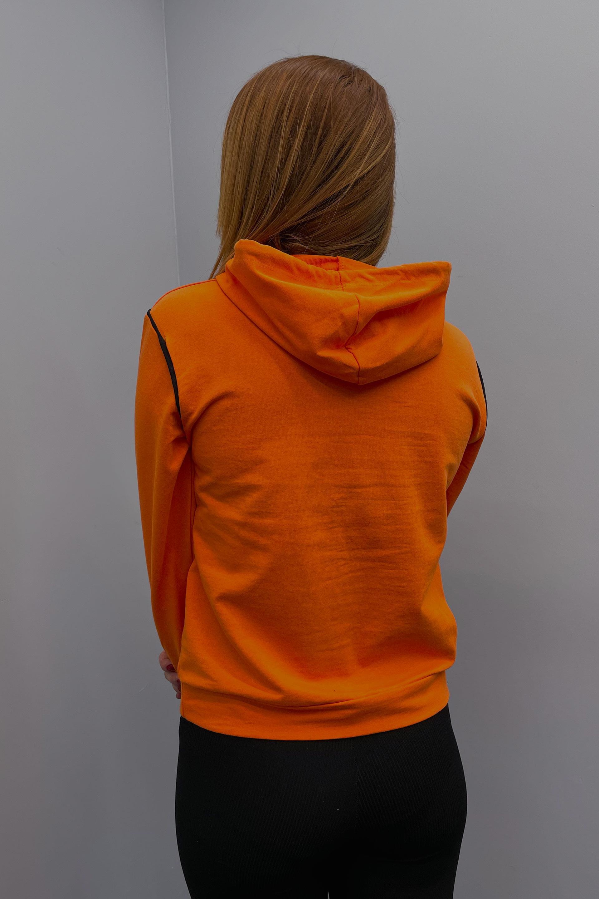 Sweatshirt Kadın Anne-Kız Baskılı Incil Işlemeli Kapüşonlu Sweatshirt Turuncu