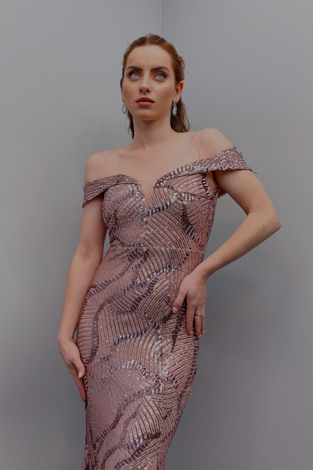 Abiye Kadın Balık Model Pul Abiye Pudra