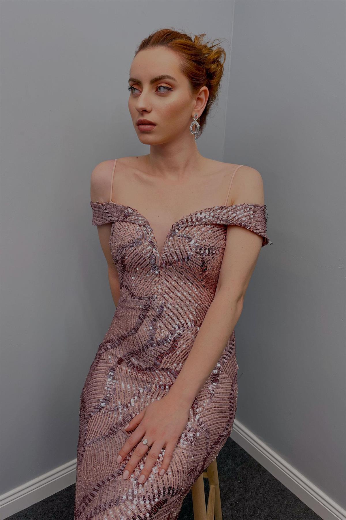 Abiye Kadın Balık Model Pul Abiye Pudra