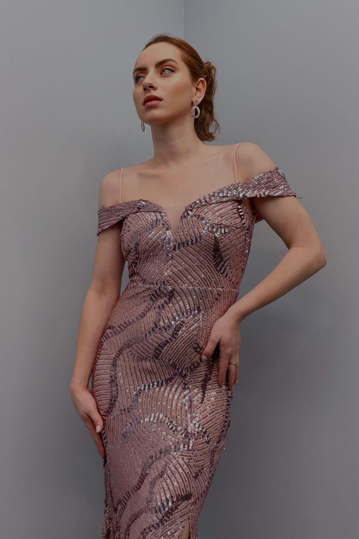 Abiye Kadın Balık Model Pul Abiye Pudra