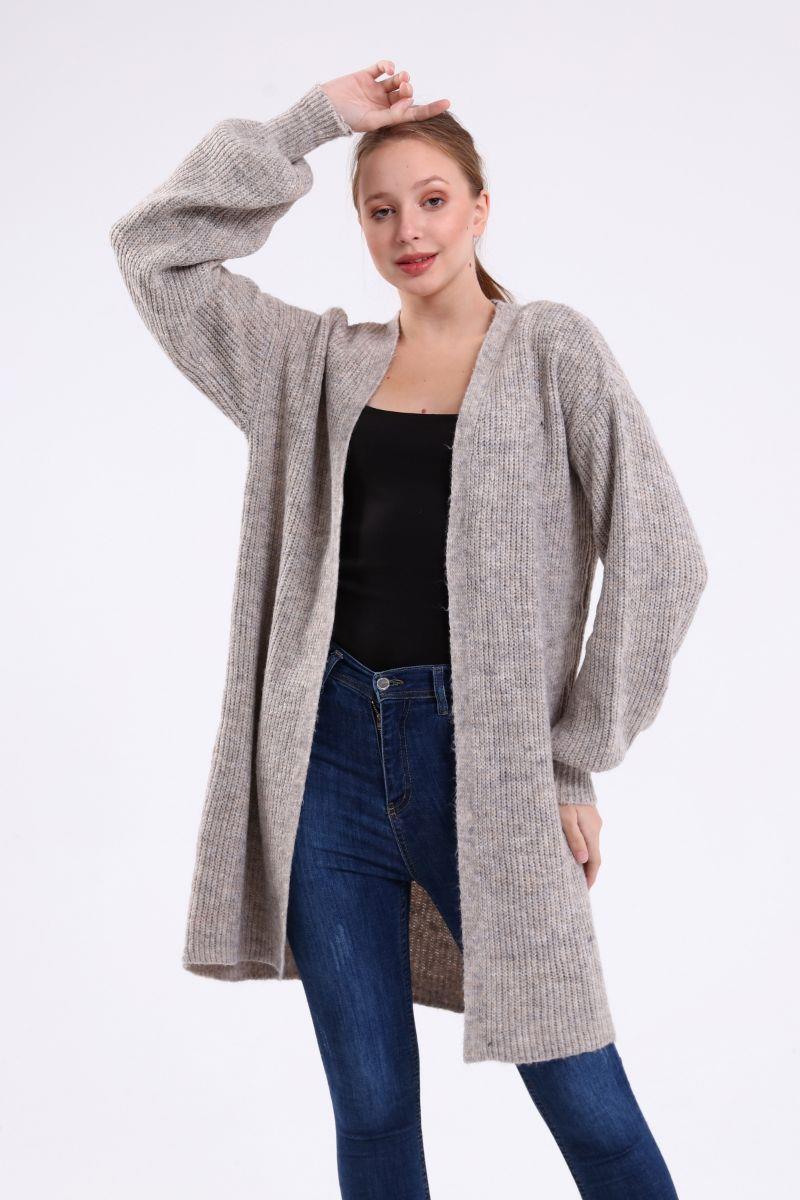 Hırka Kadın Basic Oversize Hırka Gri