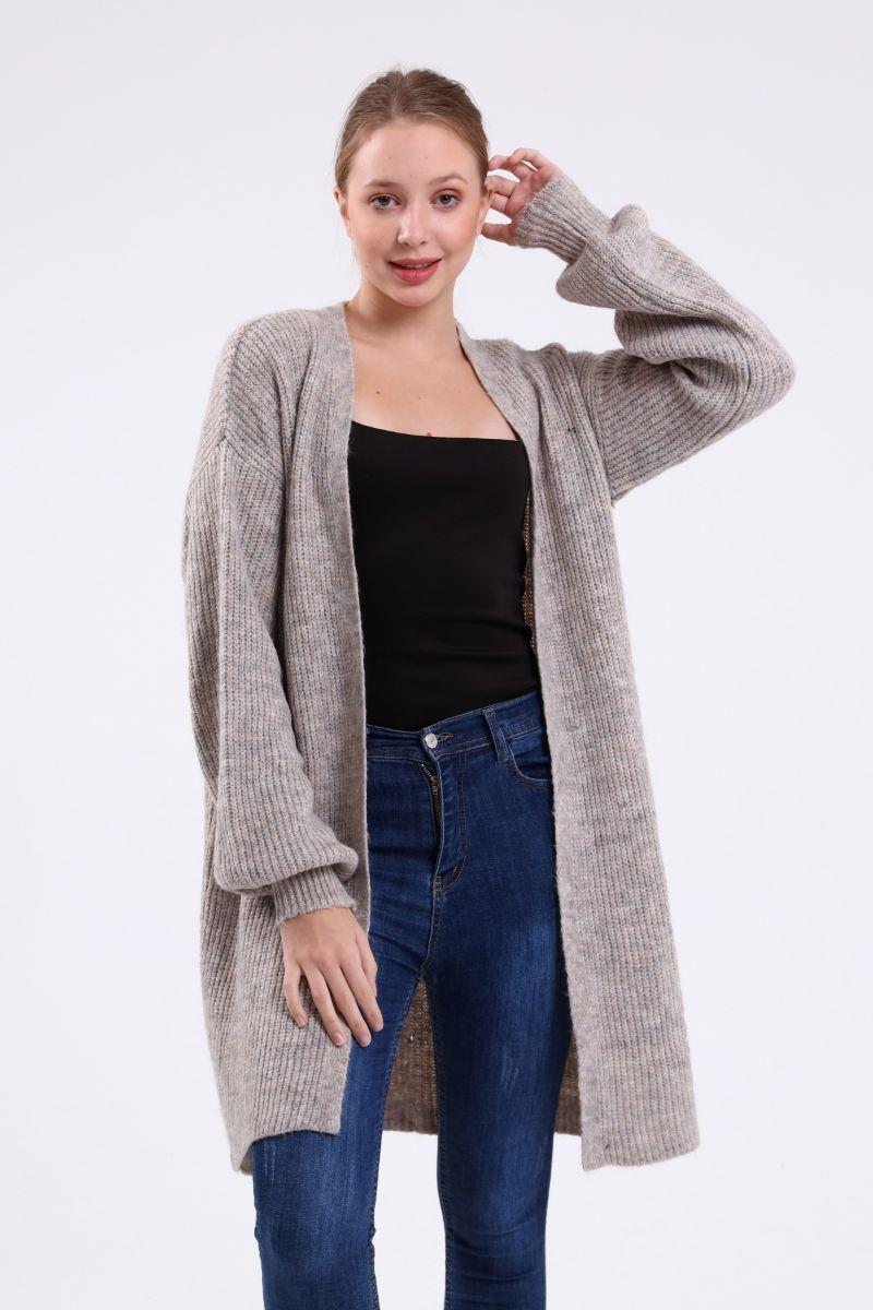 Hırka Kadın Basic Oversize Hırka Gri