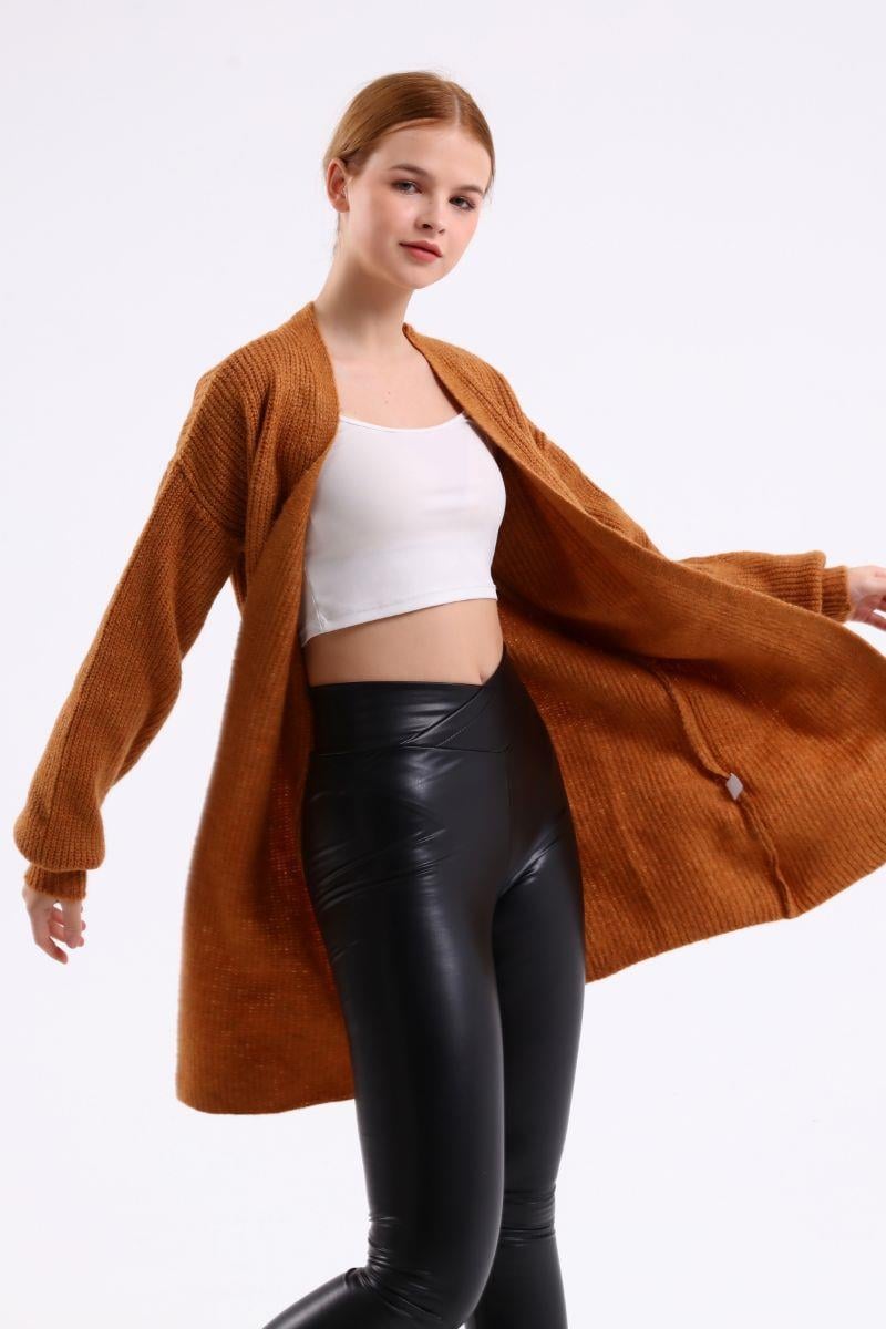 Hırka Kadın Basic Oversize Hırka Kahverengi