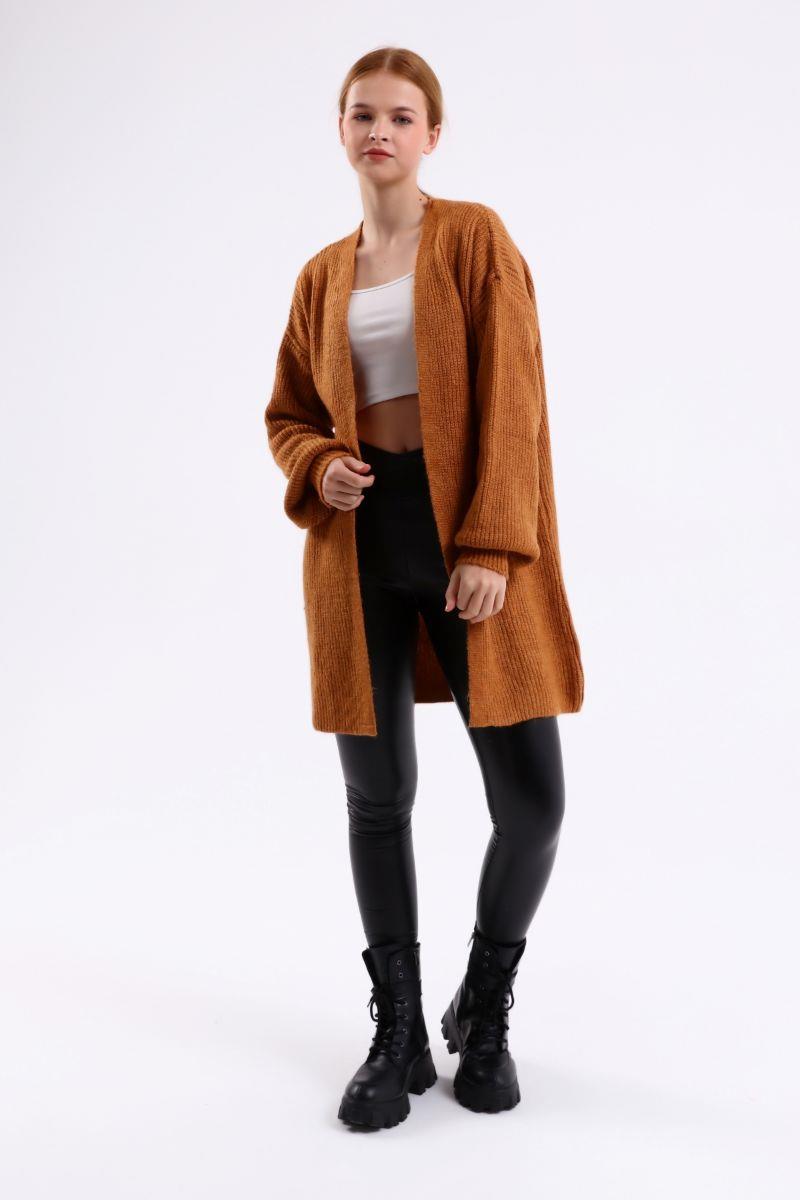 Hırka Kadın Basic Oversize Hırka Kahverengi