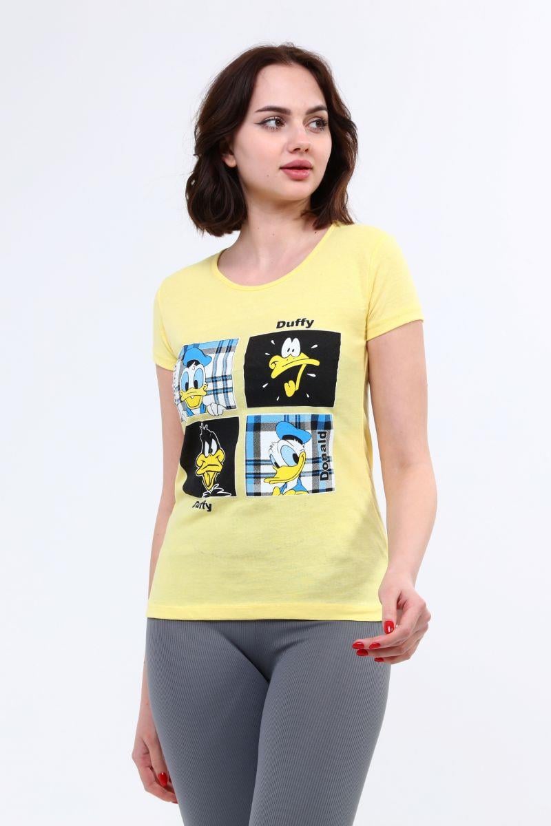 Tshirt Kadın Baskılı T-Shirt Sarı