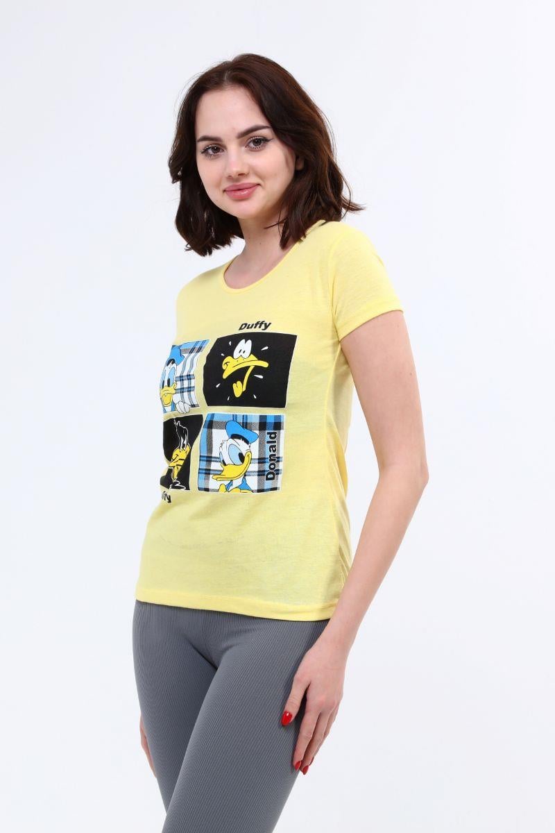 Tshirt Kadın Baskılı T-Shirt Sarı