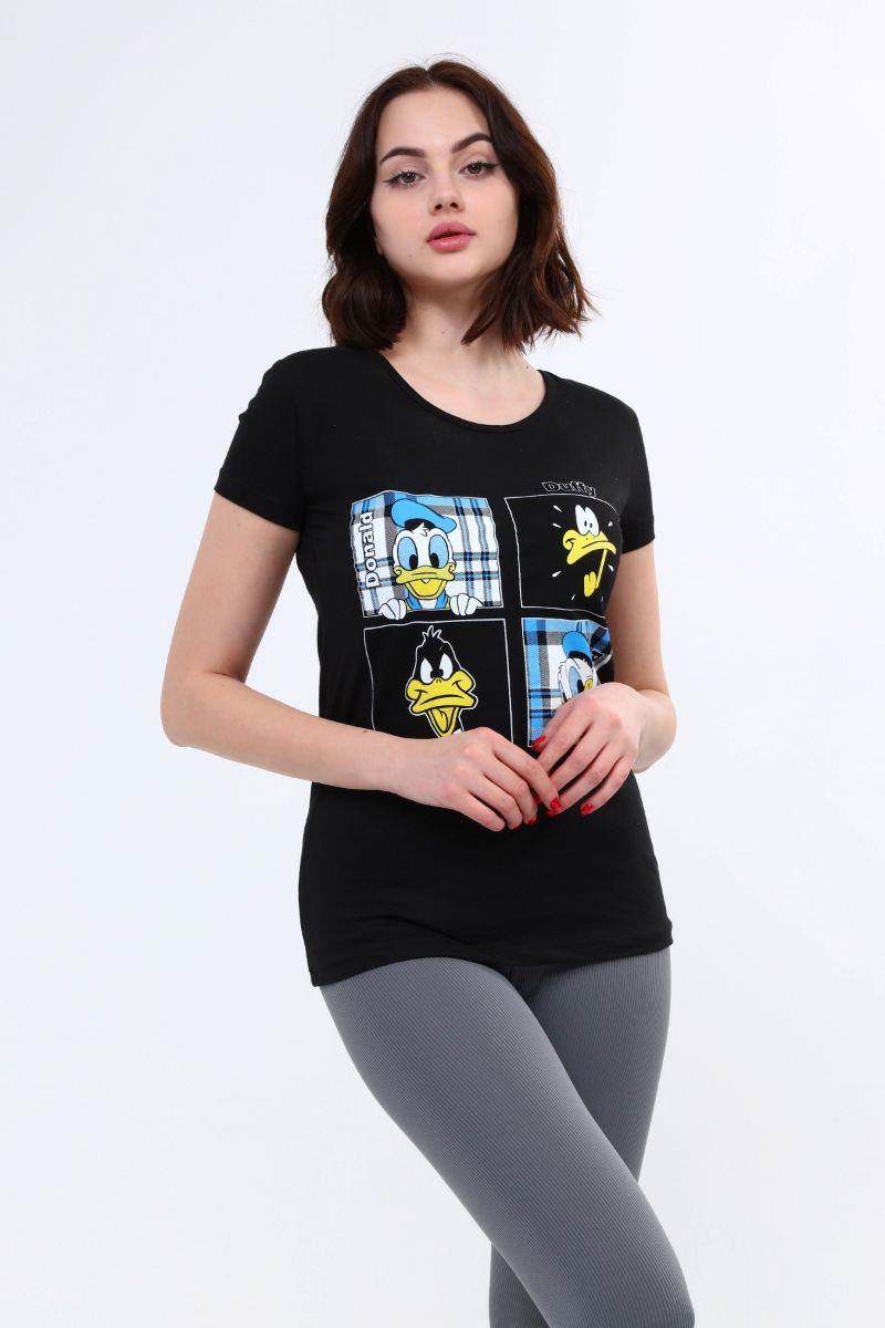 Tshirt Kadın Baskılı T-Shirt Siyah