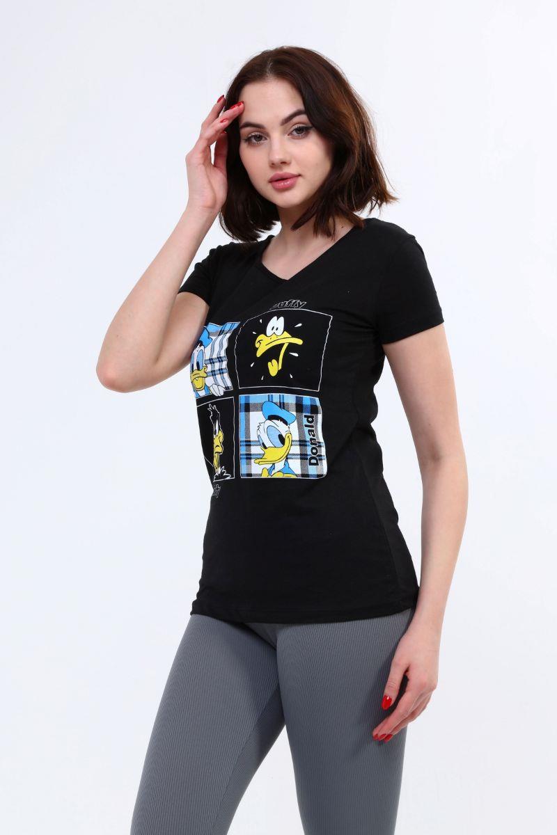 Tshirt Kadın Baskılı T-Shirt Siyah