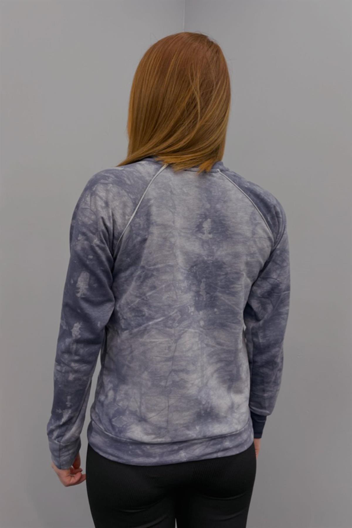 Sweatshirt Kadın Batik Desen Sweatshirt Mavi