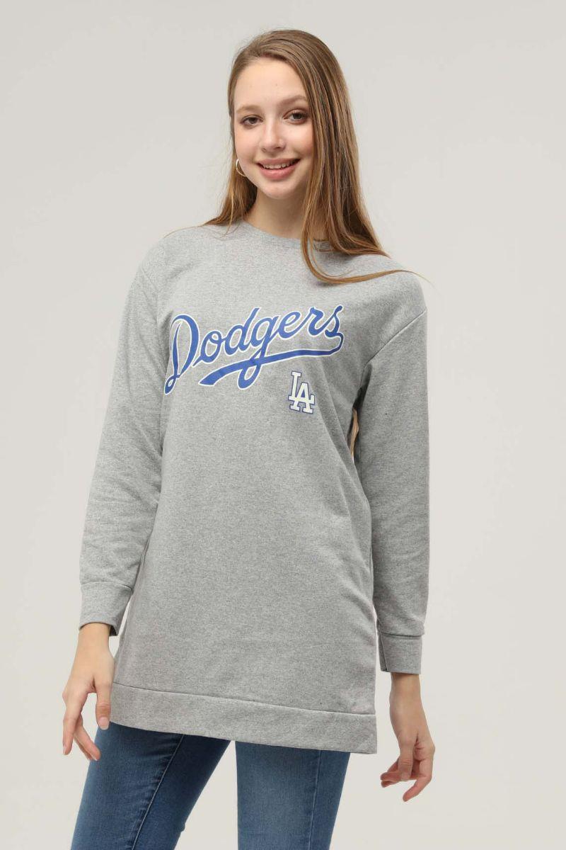 Sweatshirt Kadın Dodgers Baskılı Sweatshirt Gri