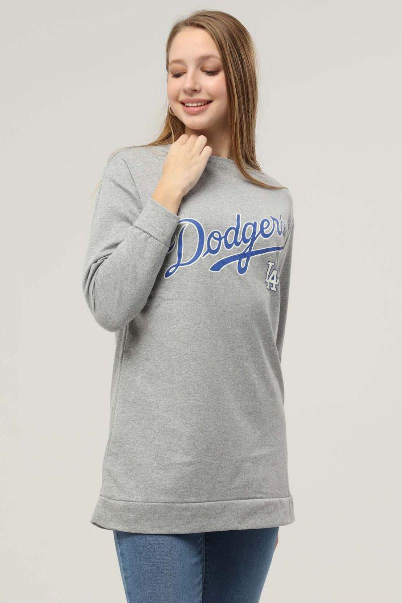 Sweatshirt Kadın Dodgers Baskılı Sweatshirt Gri