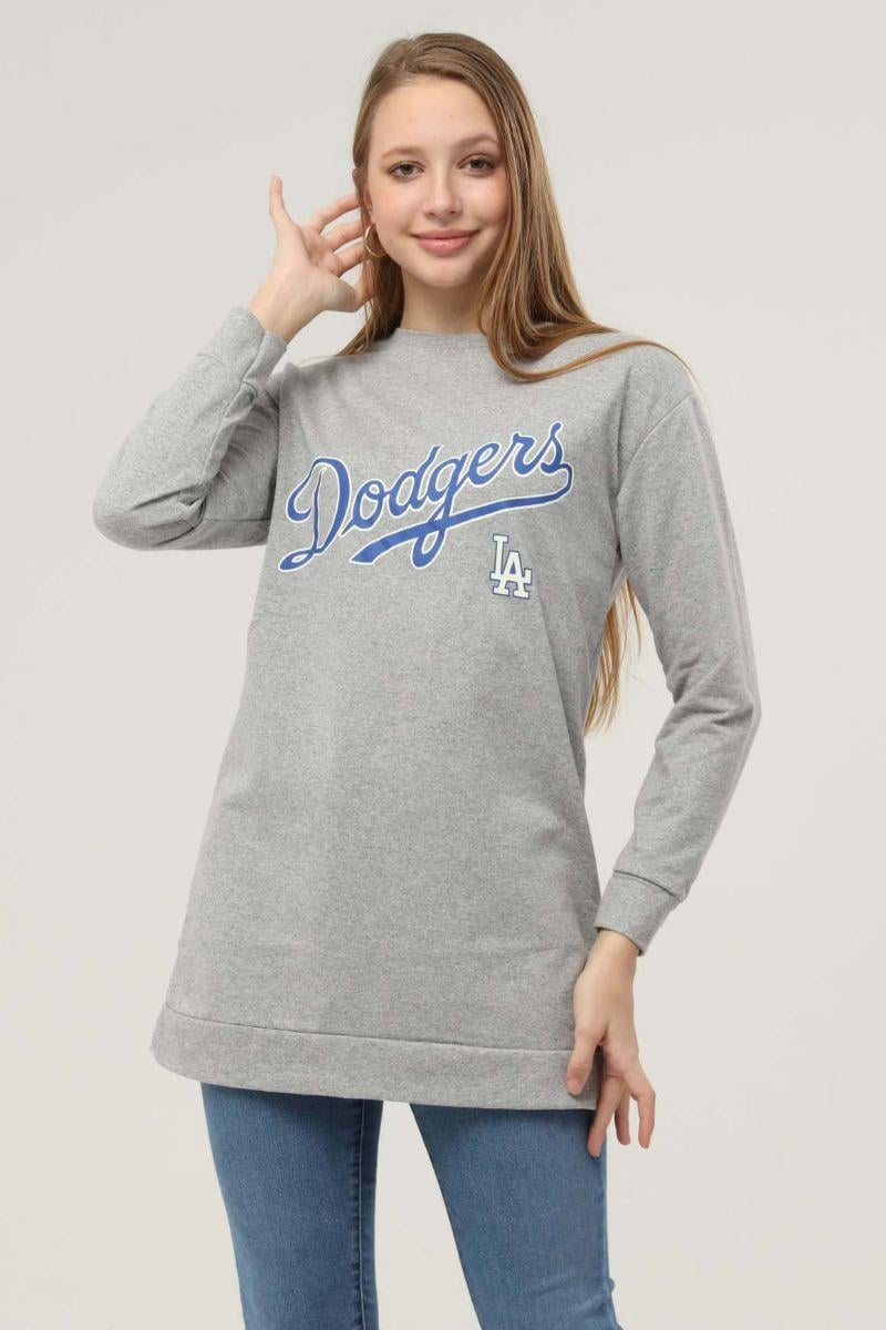 Sweatshirt Kadın Dodgers Baskılı Sweatshirt Gri