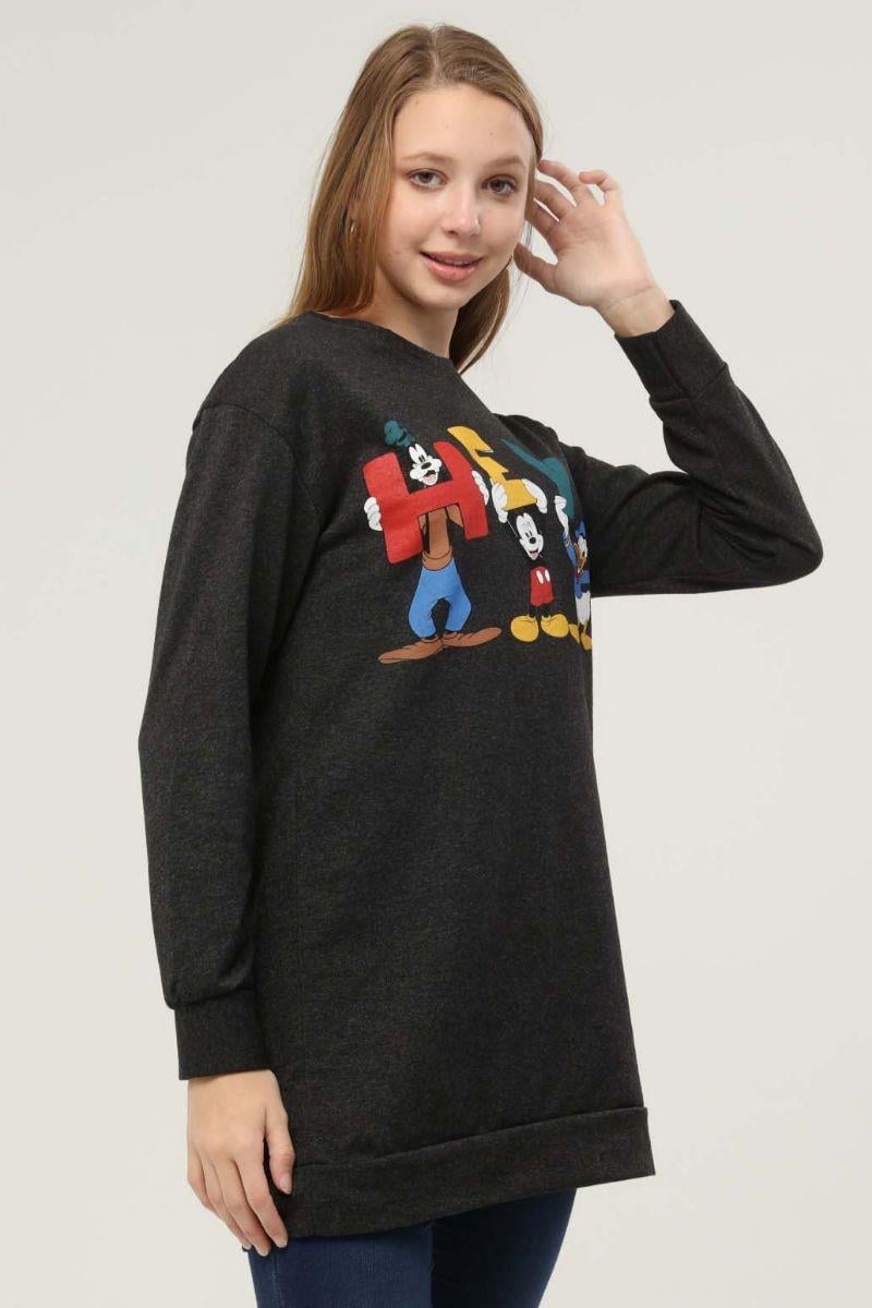 Sweatshirt Kadın Hey Baskılı Sweatshirt Antrasit