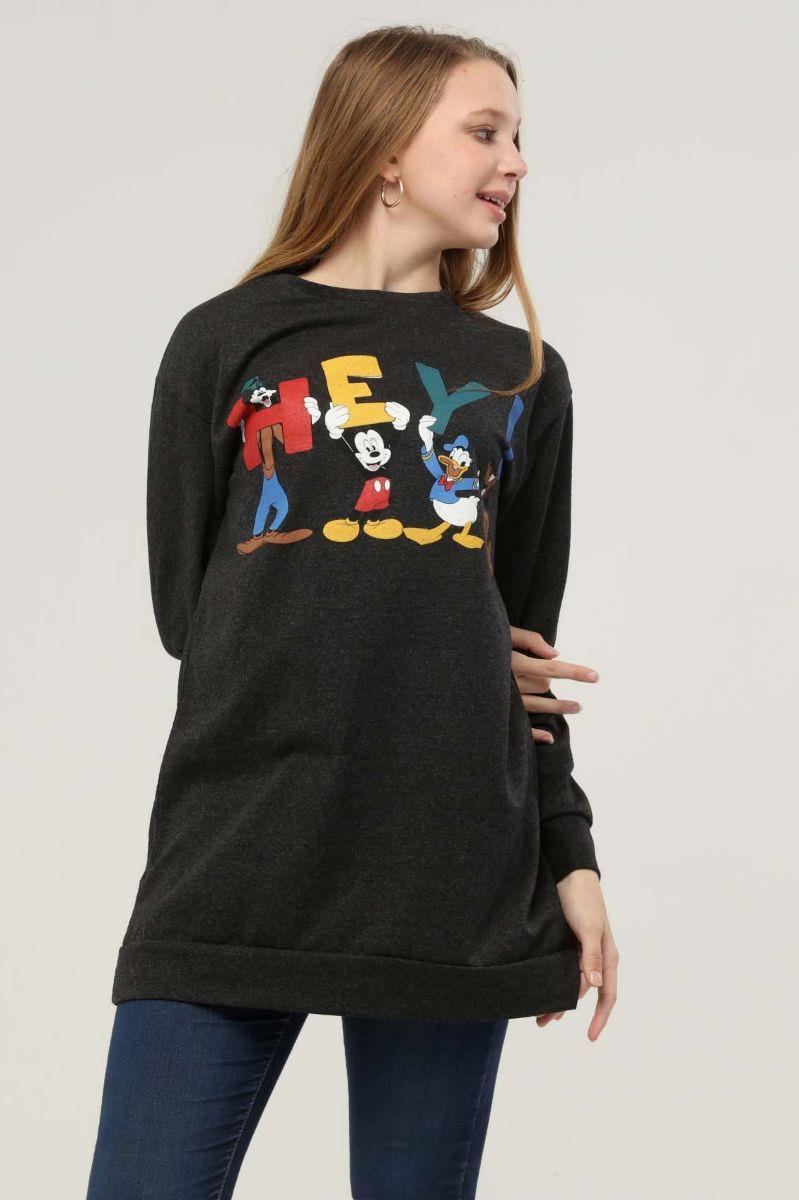 Sweatshirt Kadın Hey Baskılı Sweatshirt Antrasit