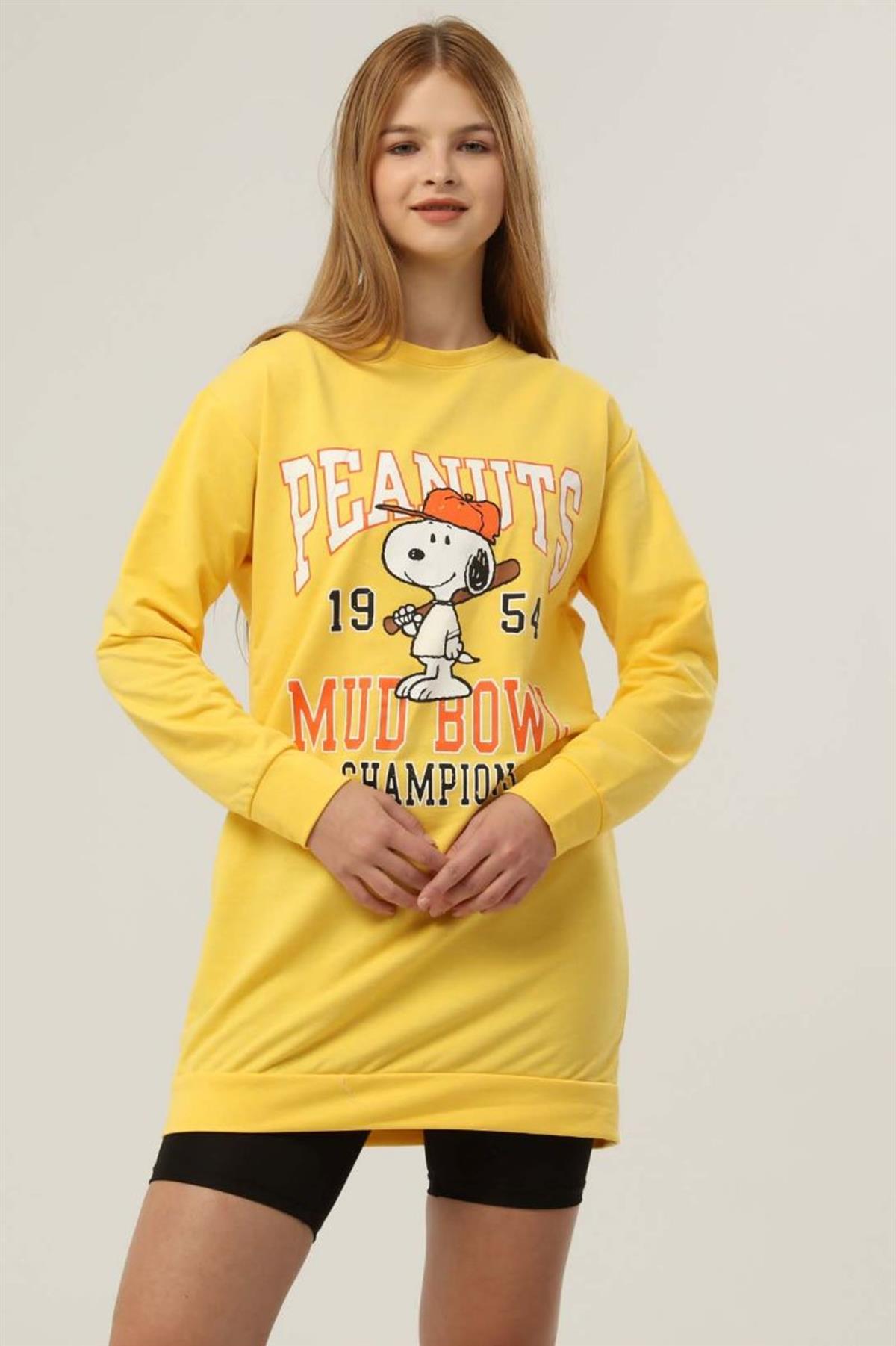 Sweatshirt Kadın Peanuts Baskılı Sweatshirt Sarı