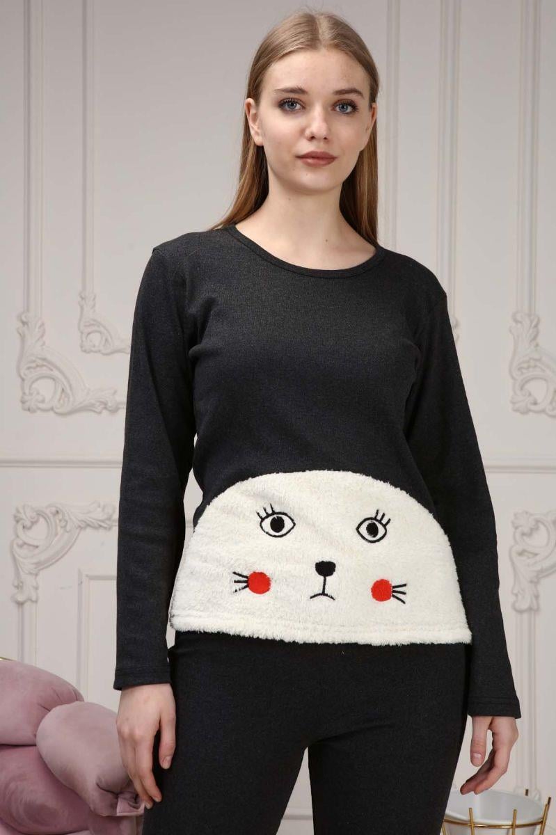 Pijama Takımı Kadın Polar Pijama Takımı Ekru